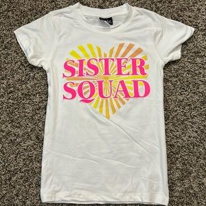 Cute “sister squad” white t-shirt short sleeve